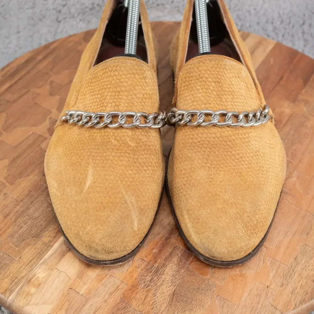Womens House of Hounds‎ Slip on US 9 EU 40 Shoes Mustard Suede Chain Loafers